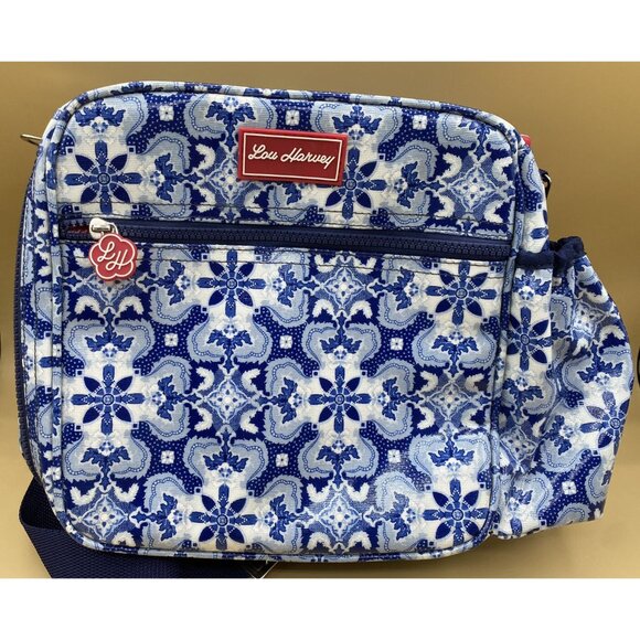 Lou Harvey Multi-Function Lunch Travel Diaper Bag Blue Floral Indigo Pattern - Picture 9 of 10